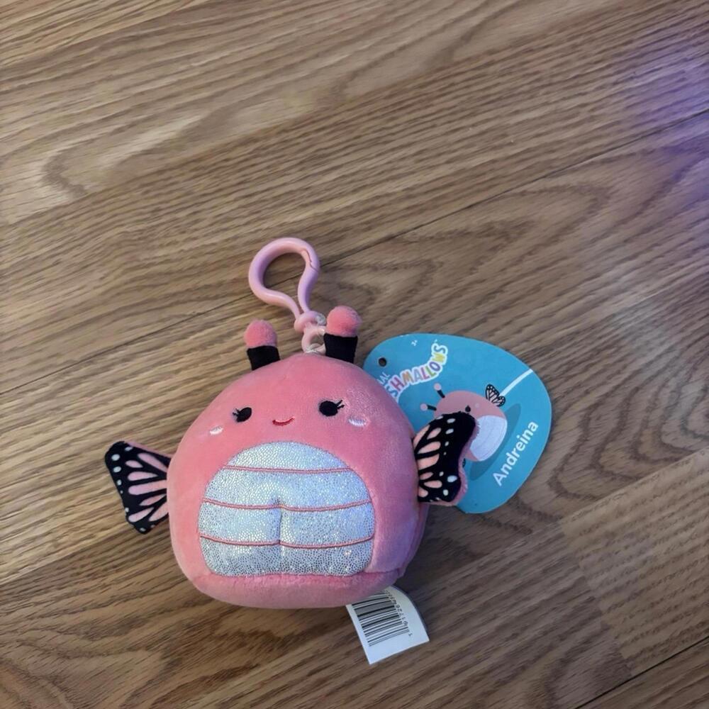 Squishmallow Andreina Pink Butterfly Clip